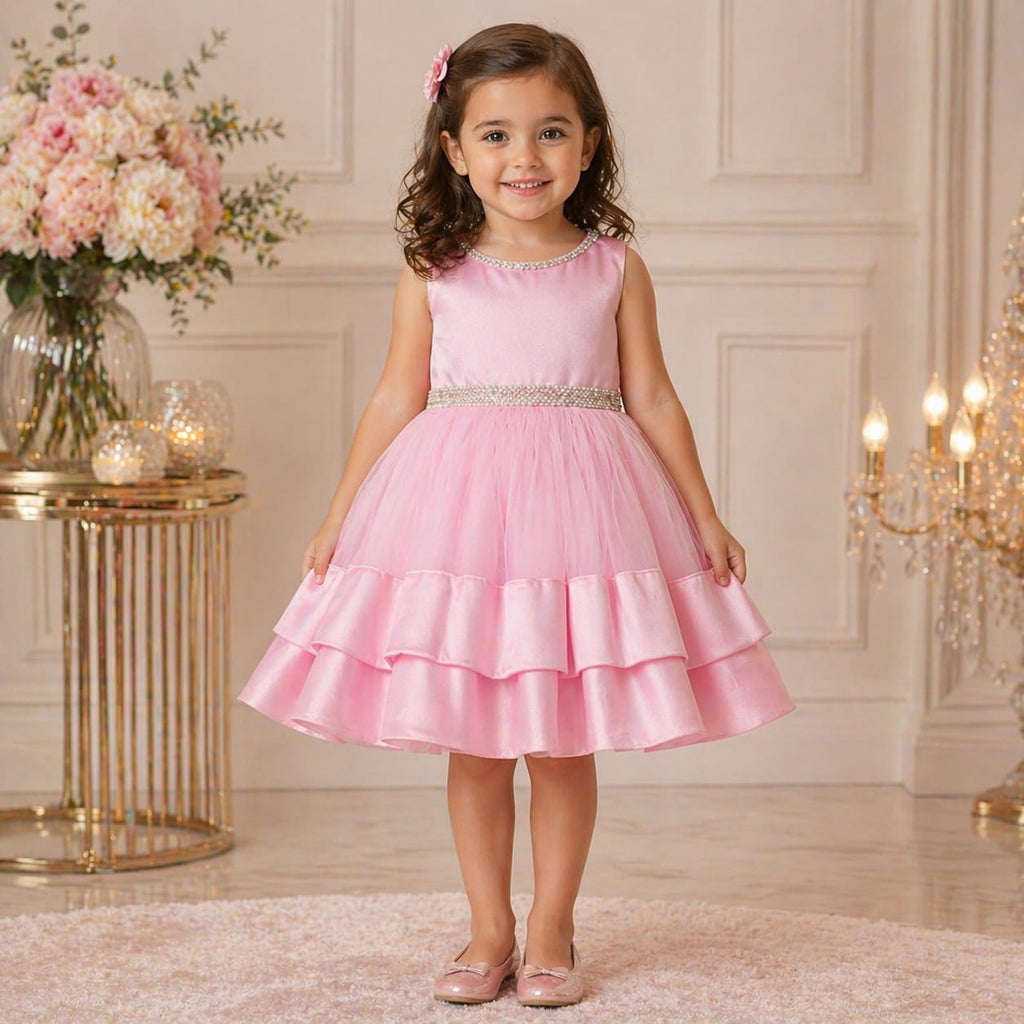 Blush Pink Princess Party Dress party wear dress for girls - Luxaura Kidswear