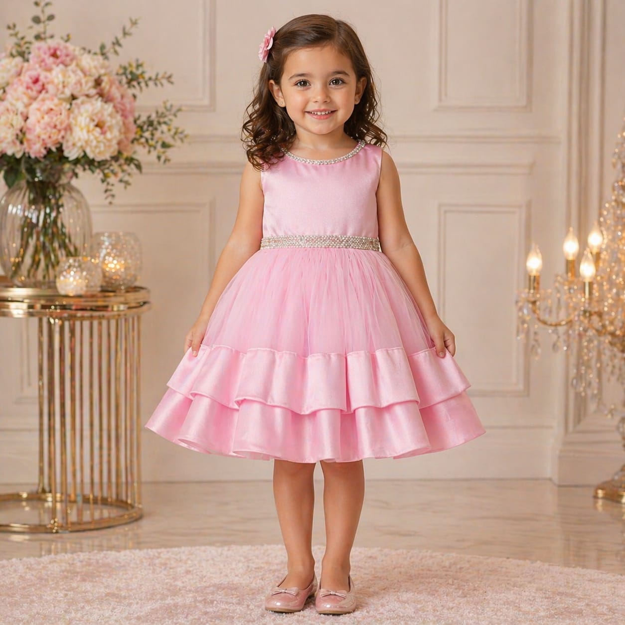Blush Pink Princess Party Dress party wear dress for girls - Luxaura Kidswear