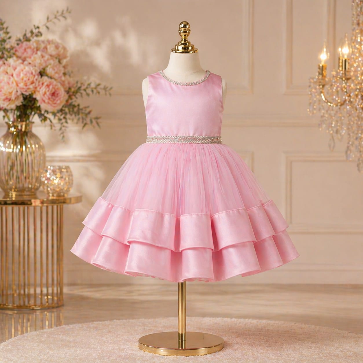 Blush Pink Princess Party Dress party wear dress for girls - Luxaura Kidswear