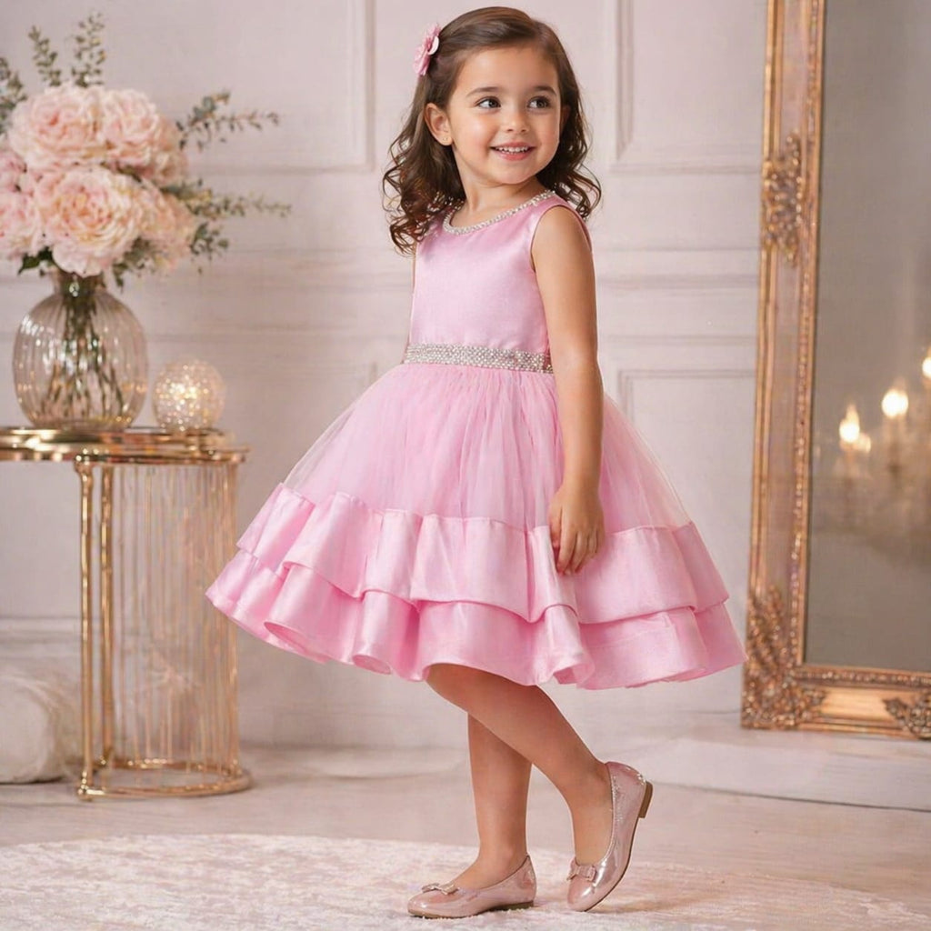 Blush Pink Princess Party Dress party wear dress for girls - Luxaura Kidswear