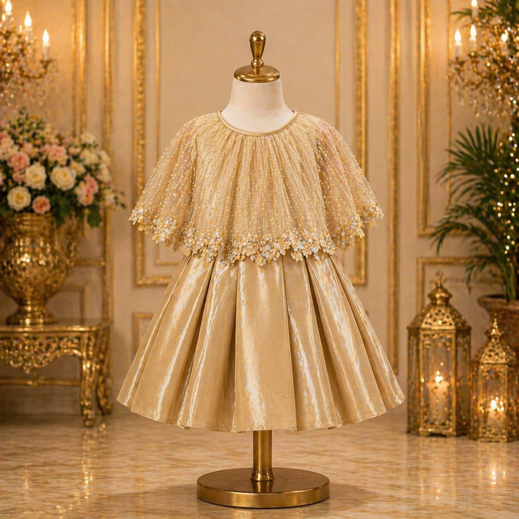 Champagne Gold Party Dress for Baby Girls party wear dress for girls - Luxaura Kidswear