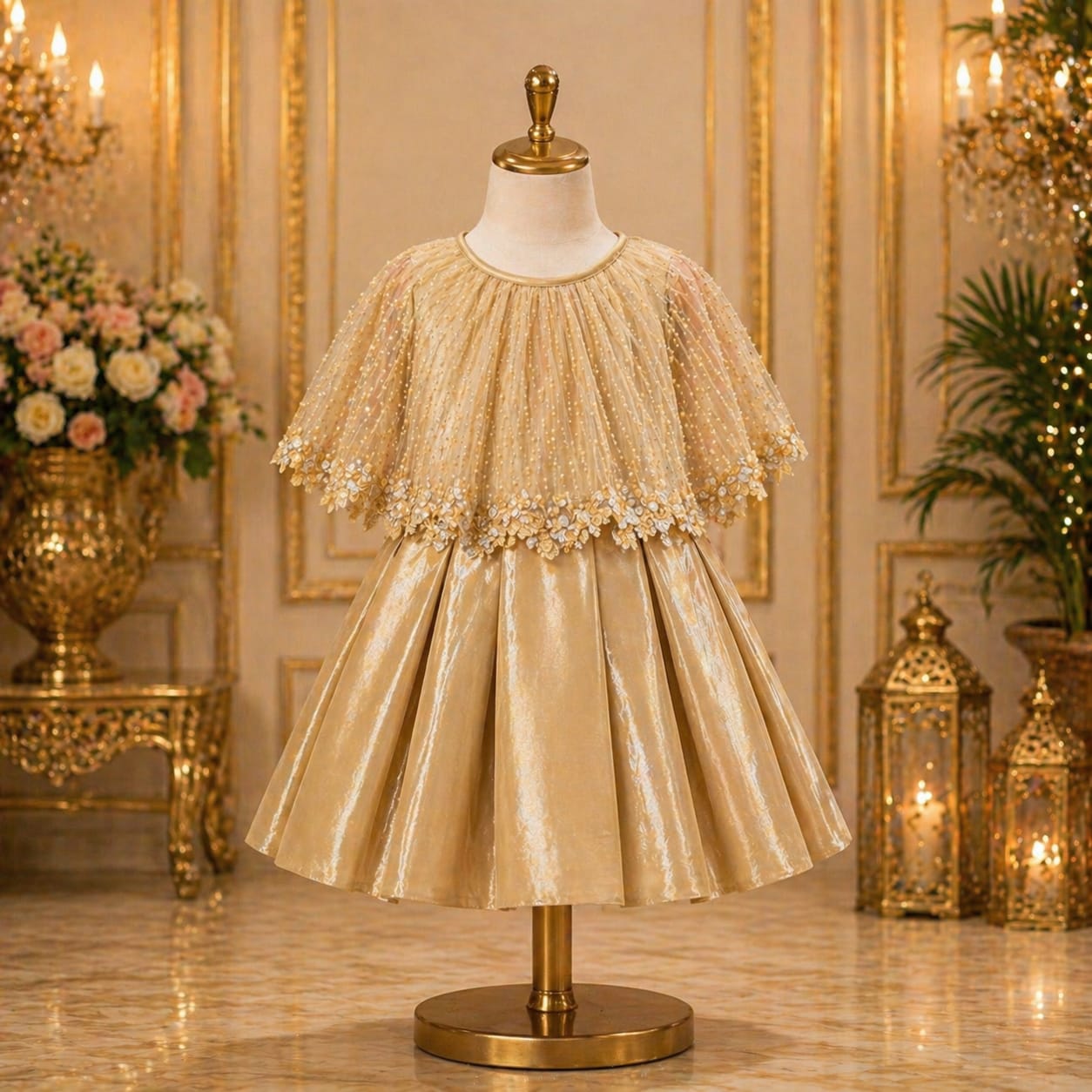 Champagne Gold Party Dress for Baby Girls party wear dress for girls - Luxaura Kidswear