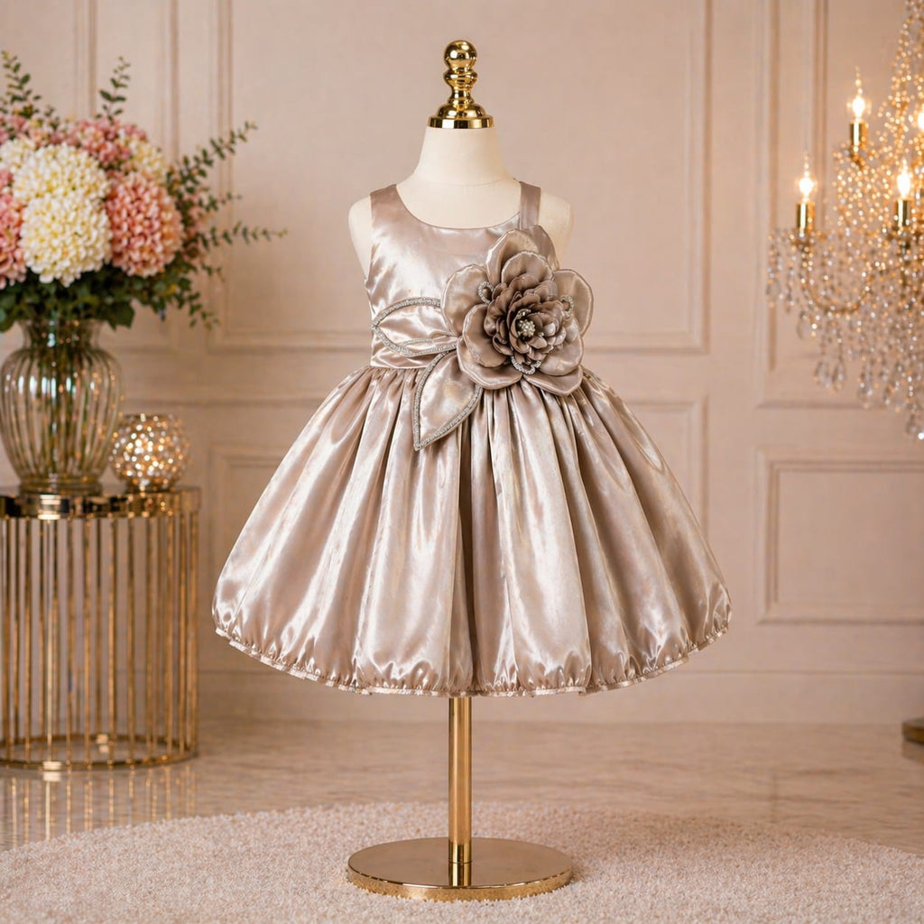Champagne Gold Princess Party Dress party wear dress for girls - Luxaura Kidswear