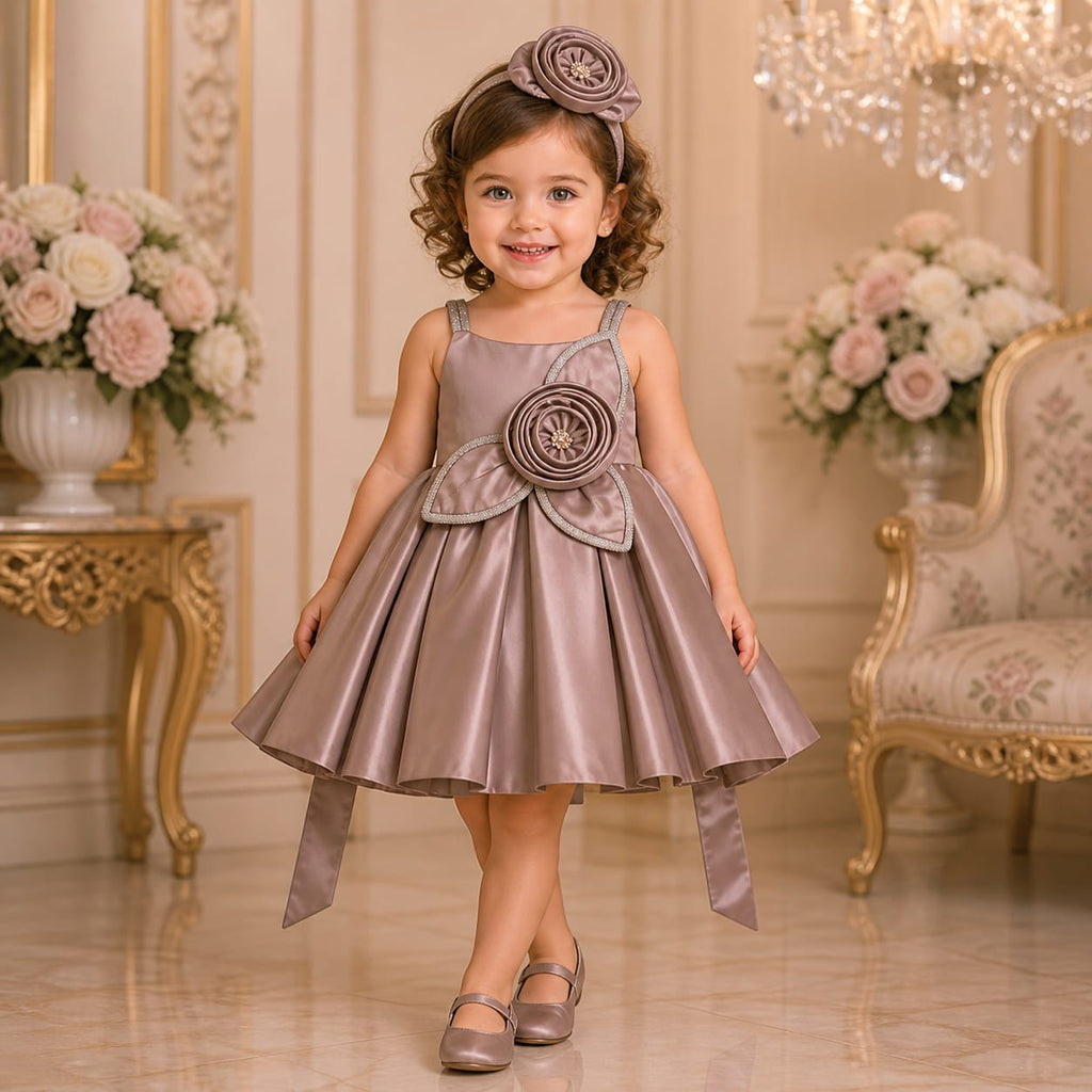 Coffee Brown Princess Party Dress party wear dress for girls - Luxaura Kidswear