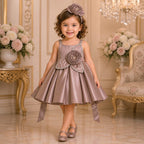 Coffee Brown Princess Party Dress party wear dress for girls - Luxaura Kidswear