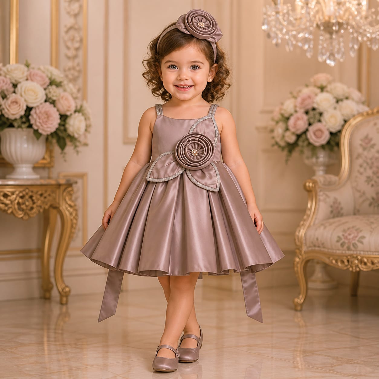 Coffee Brown Princess Party Dress party wear dress for girls - Luxaura Kidswear