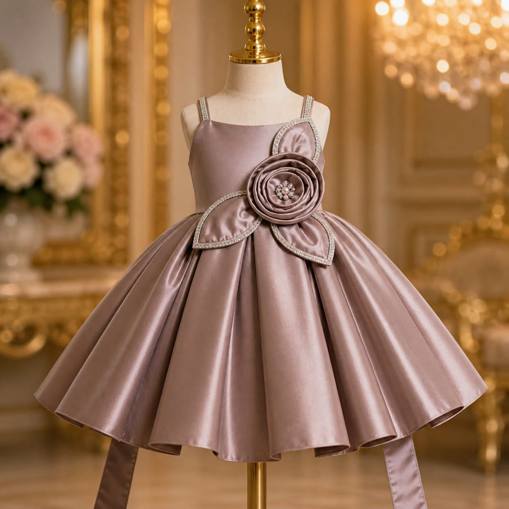 Coffee Brown Princess Party Dress party wear dress for girls - Luxaura Kidswear