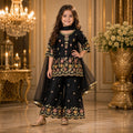 Elegant Black Embroidered Palazzo Set with Dupatta party wear dress for girls - Luxaura Kidswear