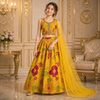 Golden Bloom Luxury Girls Lehenga Set with Duppatta party wear dress for girls - Luxaura Kidswear