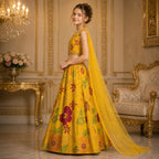Golden Bloom Luxury Girls Lehenga Set with Duppatta party wear dress for girls - Luxaura Kidswear