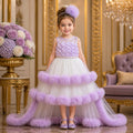 Lavender Luxury Layered Princess Party Dress party wear dress for girls - Luxaura Kidswear