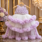Lavender Luxury Layered Princess Party Dress party wear dress for girls - Luxaura Kidswear