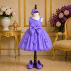 Lavender Royal Bow Party Dress with Matching Accessories party wear dress for girls - Luxaura Kidswear