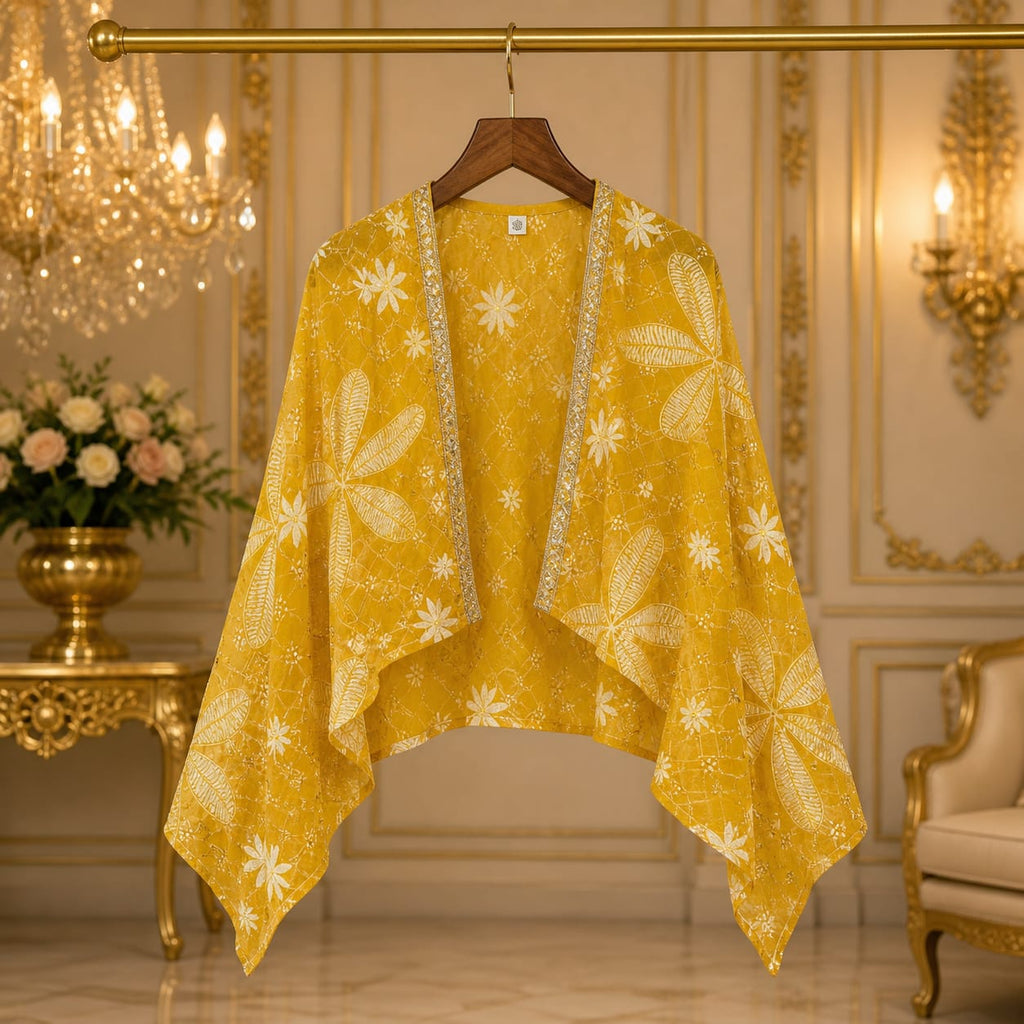 Luxaura Royal Mustard Cape Dhoti Set party wear dress for girls - Luxaura Kidswear