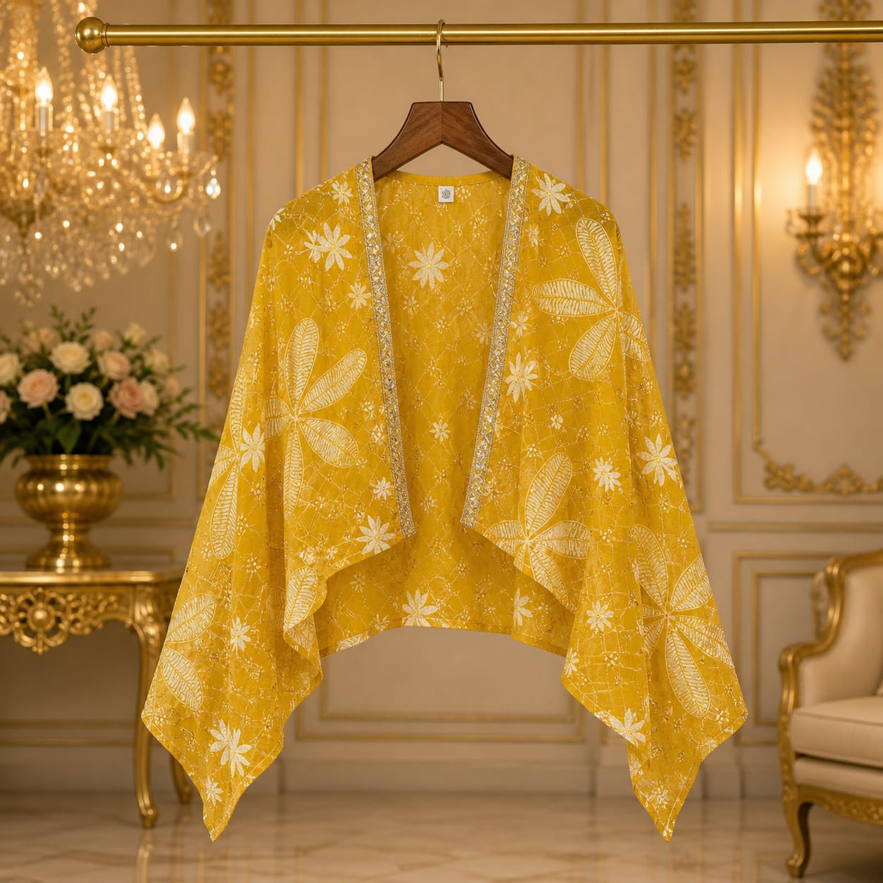 Luxaura Royal Mustard Cape Dhoti Set party wear dress for girls - Luxaura Kidswear