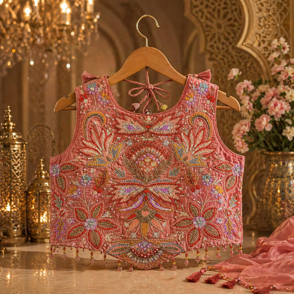 Luxury Blush Pink Floral Embroidered Palazzo with Dupatta party wear dress for girls - Luxaura Kidswear