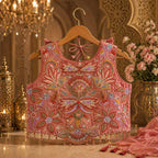 Luxury Blush Pink Floral Embroidered Palazzo with Dupatta party wear dress for girls - Luxaura Kidswear