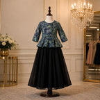 Midnight Bloom Peplum Top with Palazzo Skirt Set party wear dress for girls - Luxaura Kidswear