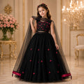 Midnight Heart Luxury Lehenga Set for Girls with Dupatta party wear dress for girls - Luxaura Kidswear
