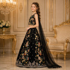 Midnight Royale Luxury Girls Lehenga Set with Dupatta party wear dress for girls - Luxaura Kidswear
