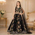 Midnight Royale Luxury Girls Lehenga Set with Dupatta party wear dress for girls - Luxaura Kidswear