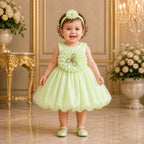 Mint Green Blossom Luxury Party Dress for Girls with Mtching Accessories party wear dress for girls - Luxaura Kidswear