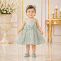 Mint Green Rose Embellished Party Dress with Matching Accessories party wear dress for girls - Luxaura Kidswear