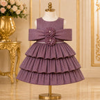 Onion Pink Layered Frill Party Dress party wear dress for girls - Luxaura Kidswear