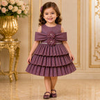 Onion Pink Layered Frill Party Dress party wear dress for girls - Luxaura Kidswear