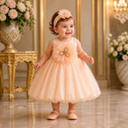 Peach Blossom Luxury Party Dress for Girls party wear dress for girls - Luxaura Kidswear