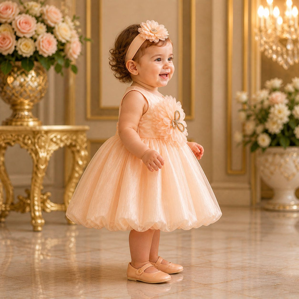 Peach Blossom Luxury Party Dress for Girls party wear dress for girls - Luxaura Kidswear