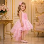 Pink Princess High - low Party Dress party wear dress for girls - Luxaura Kidswear