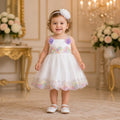 Rainbow Pearl White Embellished White Party Dress with Matching Accessories party wear dress for girls - Luxaura Kidswear