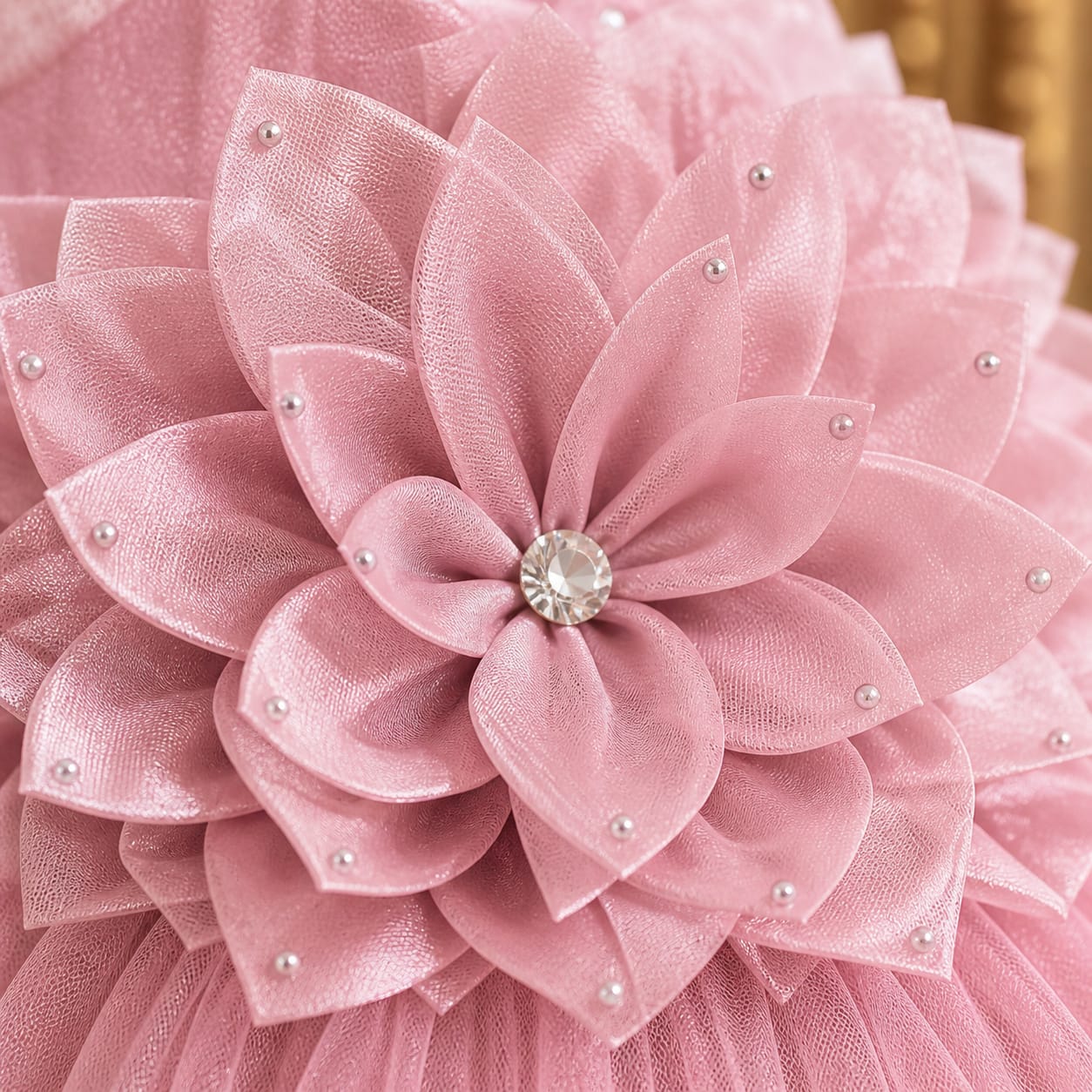 Rose Pink Princess Layered Luxury Party Dress party wear dress for girls - Luxaura Kidswear