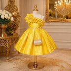 Royal Golden Bloom Party Dress party wear dress for girls - Luxaura Kidswear