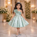 Royal Mint Bloom Party Dress party wear dress for girls - Luxaura Kidswear