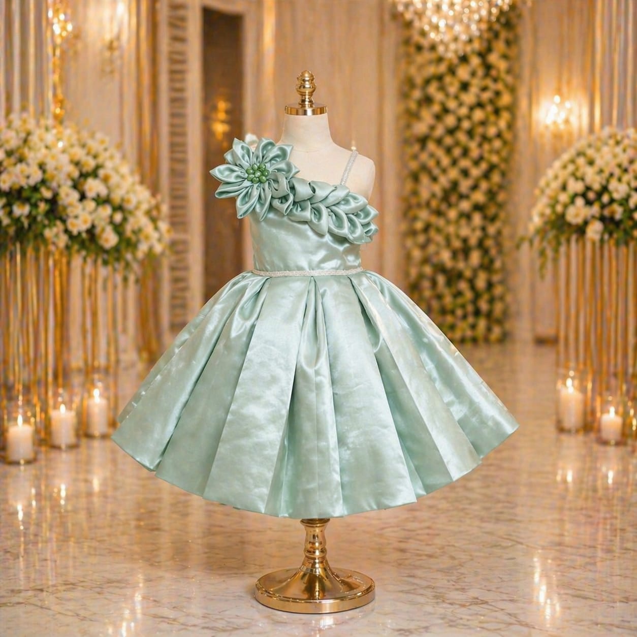 Royal Mint Bloom Party Dress party wear dress for girls - Luxaura Kidswear