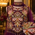 Royal Plum Embroidered Palazzo Set with Dupatta party wear dress for girls - Luxaura Kidswear