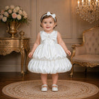 Royal White Bow Party Dress party wear dress for girls - Luxaura Kidswear