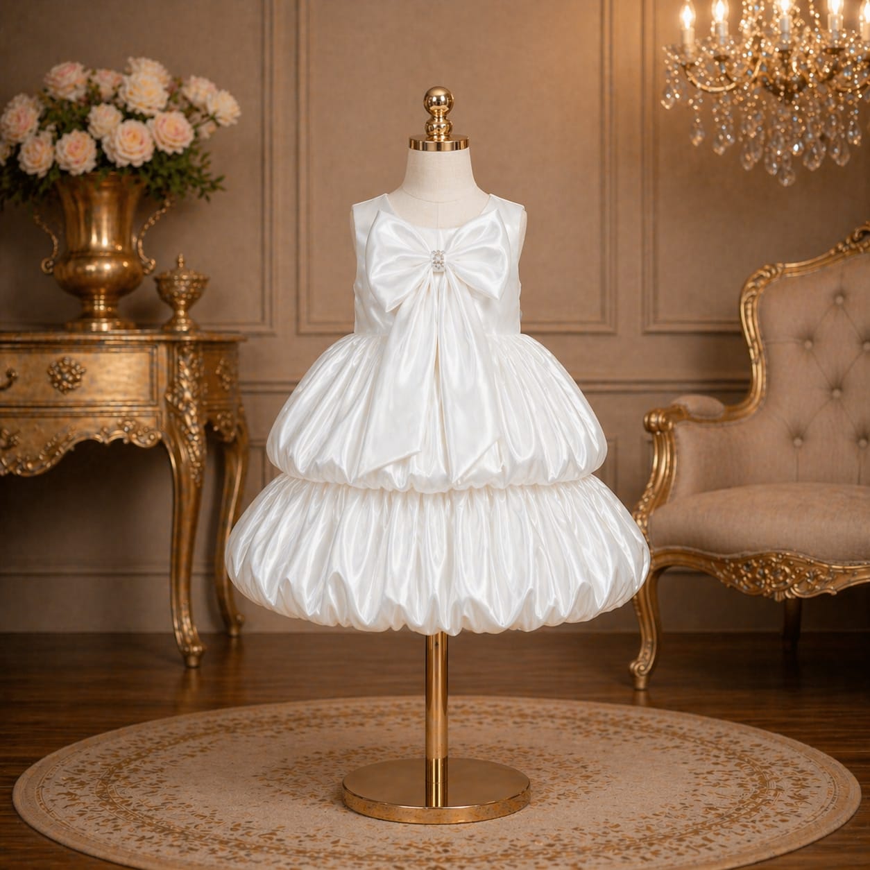 Royal White Bow Party Dress party wear dress for girls - Luxaura Kidswear