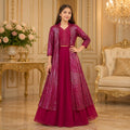 Ruby Wine Premium Sequin Cape Lehenga Set party wear dress for girls - Luxaura Kidswear