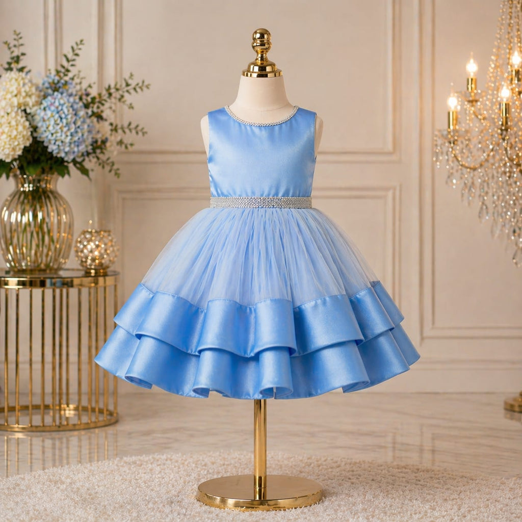 Sky Blue Princess Party Dress party wear dress for girls - Luxaura Kidswear
