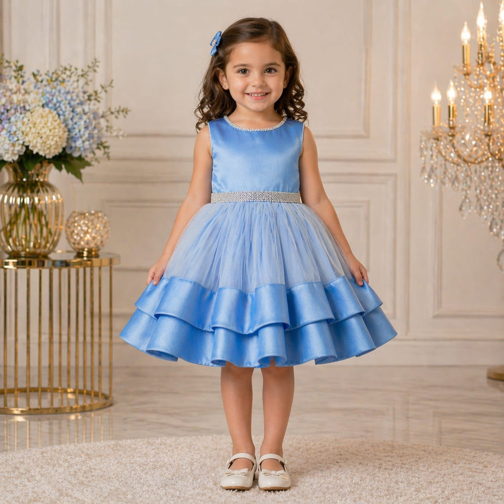 Sky Blue Princess Party Dress party wear dress for girls - Luxaura Kidswear