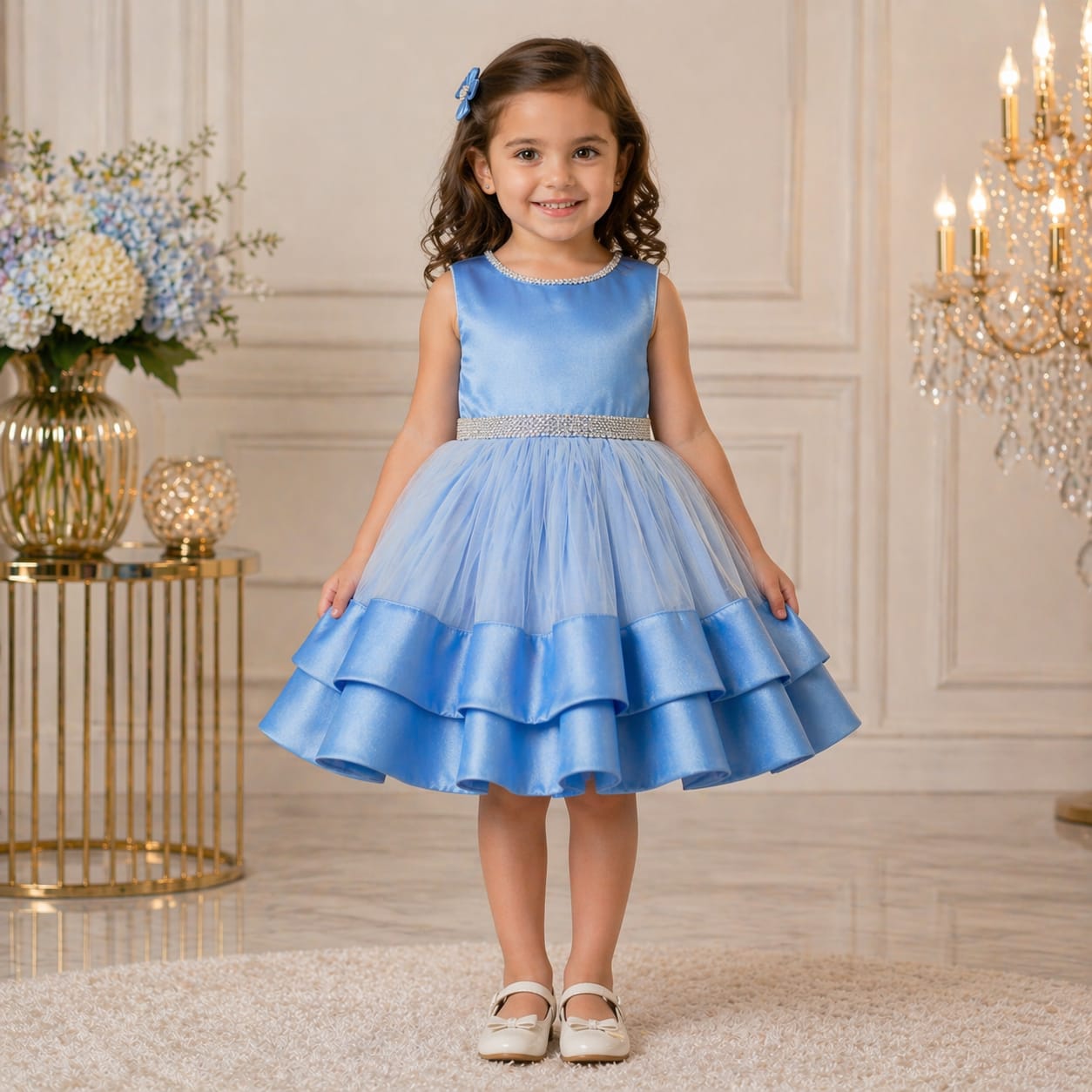 Sky Blue Princess Party Dress party wear dress for girls - Luxaura Kidswear