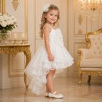 White Floral Layered Party Dress for Girls party wear dress for girls - Luxaura Kidswear