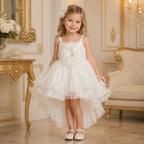 White Floral Layered Party Dress for Girls party wear dress for girls - Luxaura Kidswear