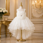 White Floral Layered Party Dress for Girls party wear dress for girls - Luxaura Kidswear
