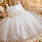 White Sparkle Party Dress with matching accessories party wear dress for girls - Luxaura Kidswear