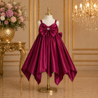Wine Berry Satin Party Dress for Baby Girls party wear dress for girls - Luxaura Kidswear