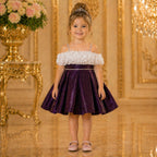 Wine Red with Blush Pink Ruffle Party Dress party wear dress for girls - Luxaura Kidswear